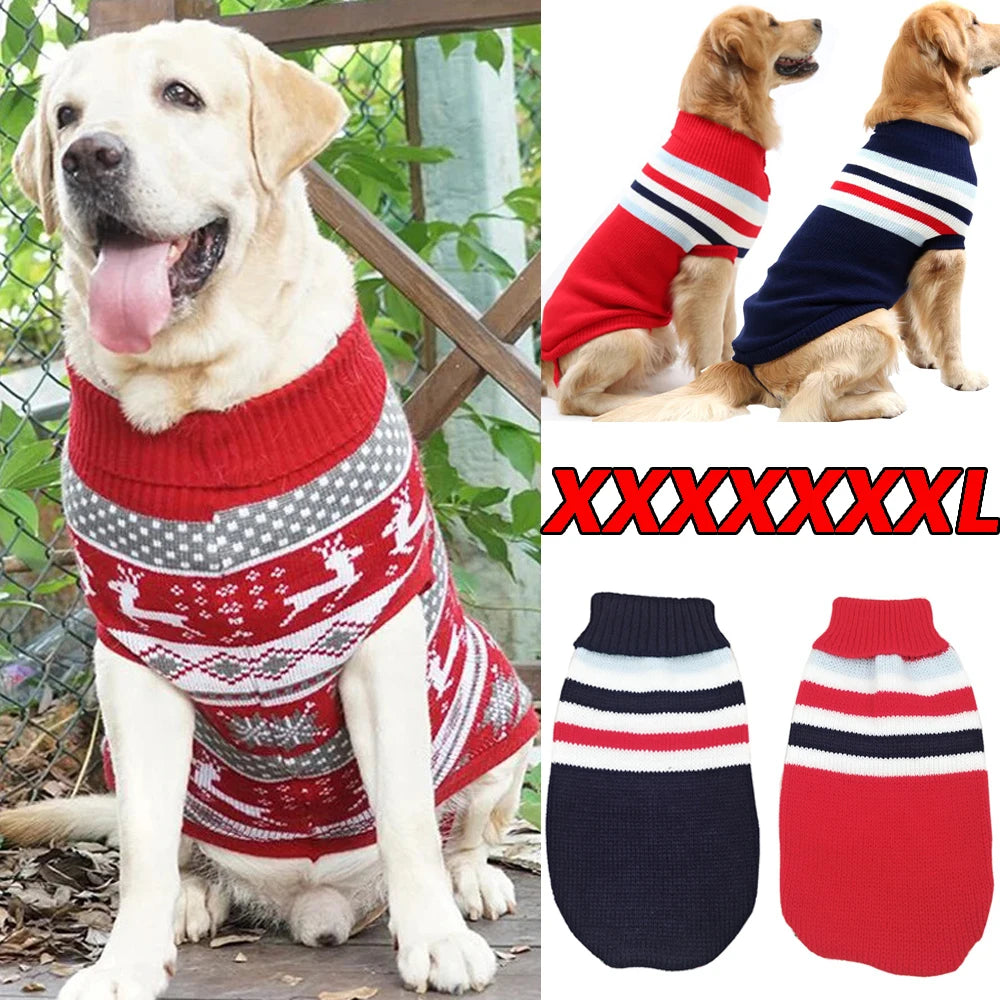 NONECN Wool Dog Sweater For Winter Warmth Striped Knit