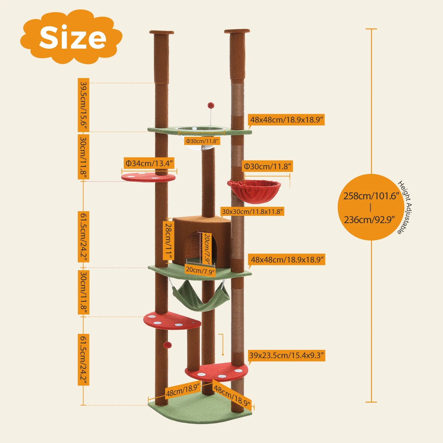 PAWZ Road Multi Level Tall Cat Tree for Indoor Cats