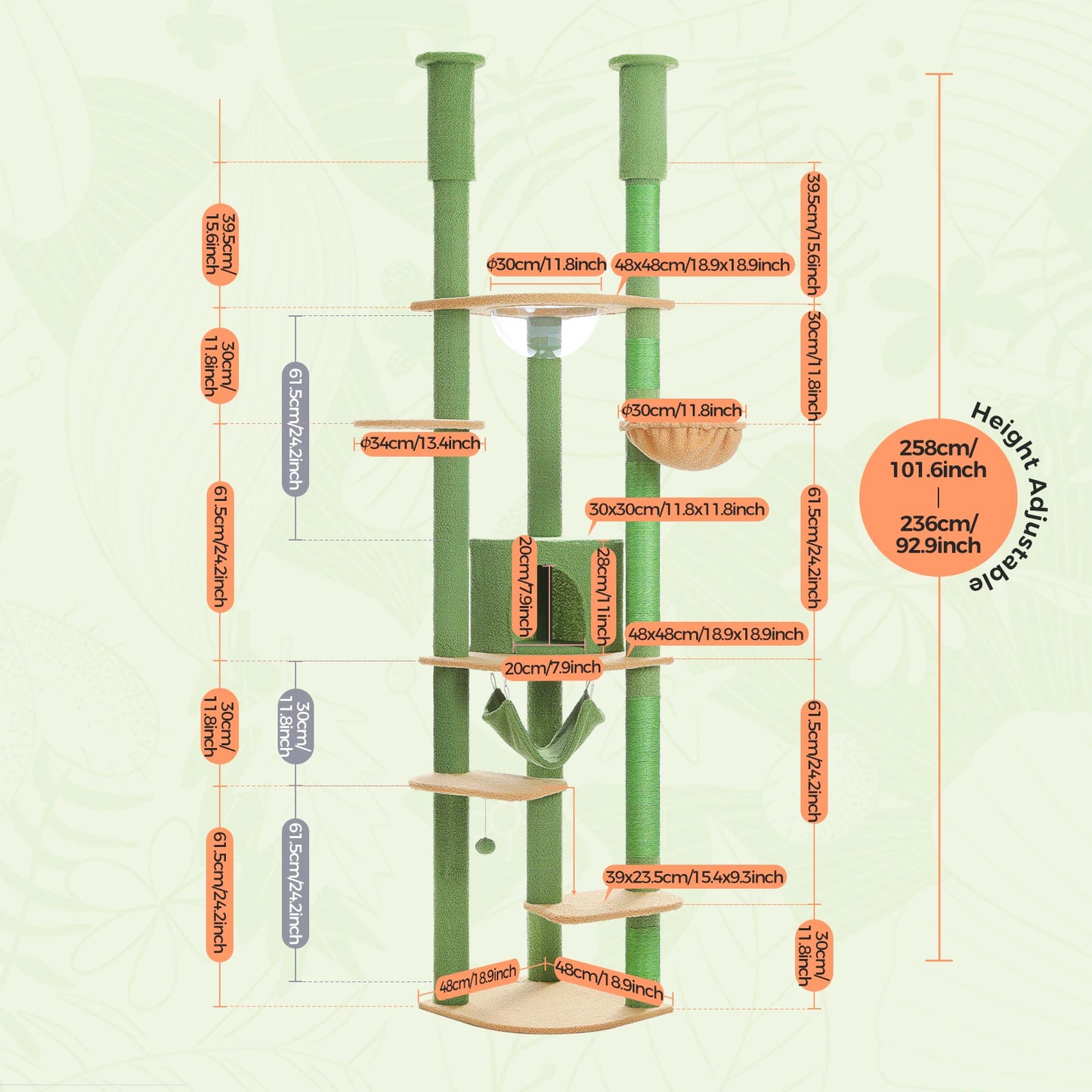 PAWZ Road Multi Level Tall Cat Tree for Indoor Cats