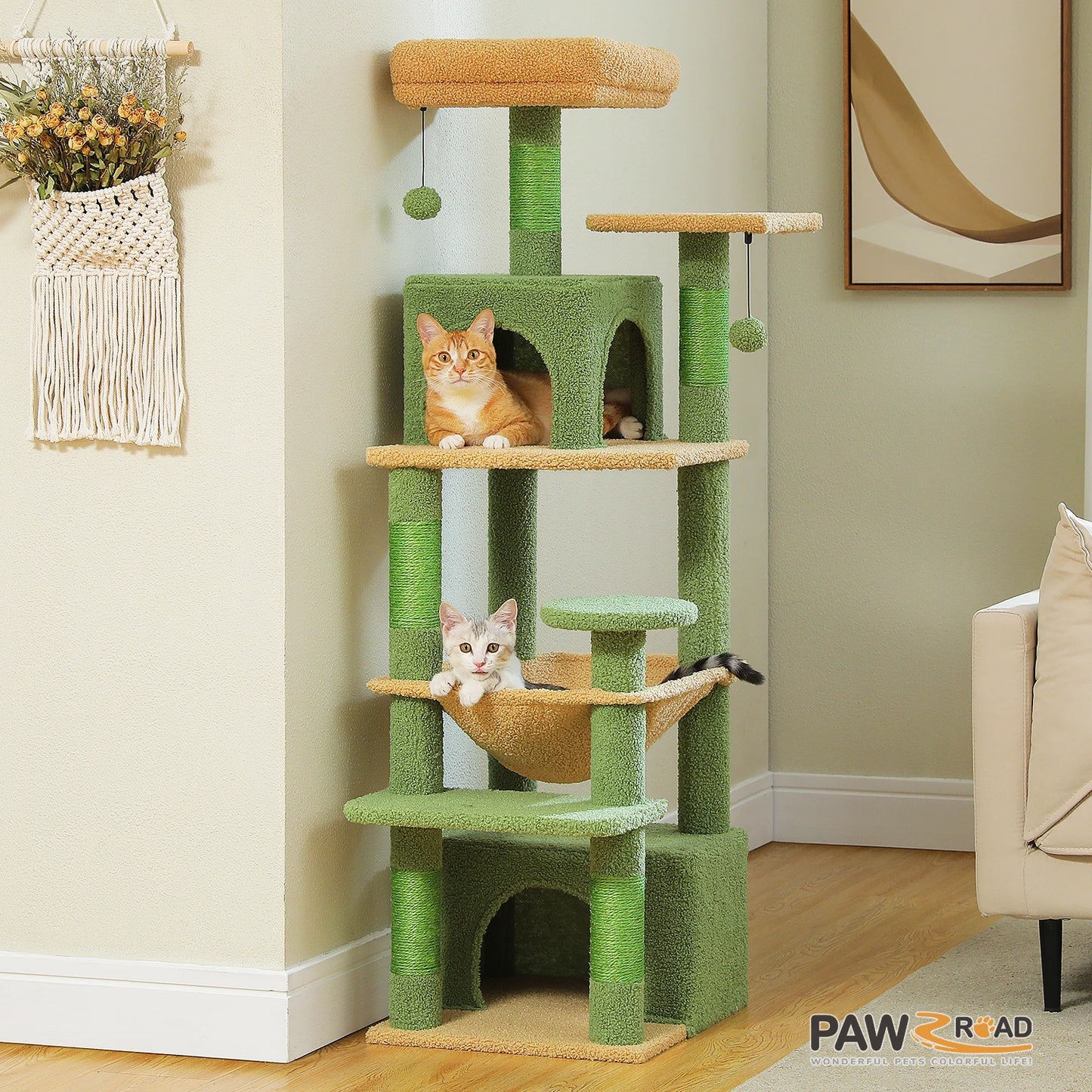 PEQULTI Cat Tree Tower Six Levels With Perches And Condos
