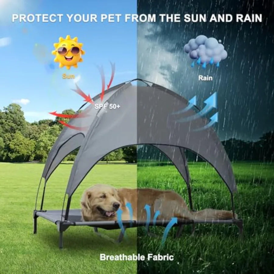 Elevated Canopy Dog Bed Portable Waterproof Outdoor Pet Cot