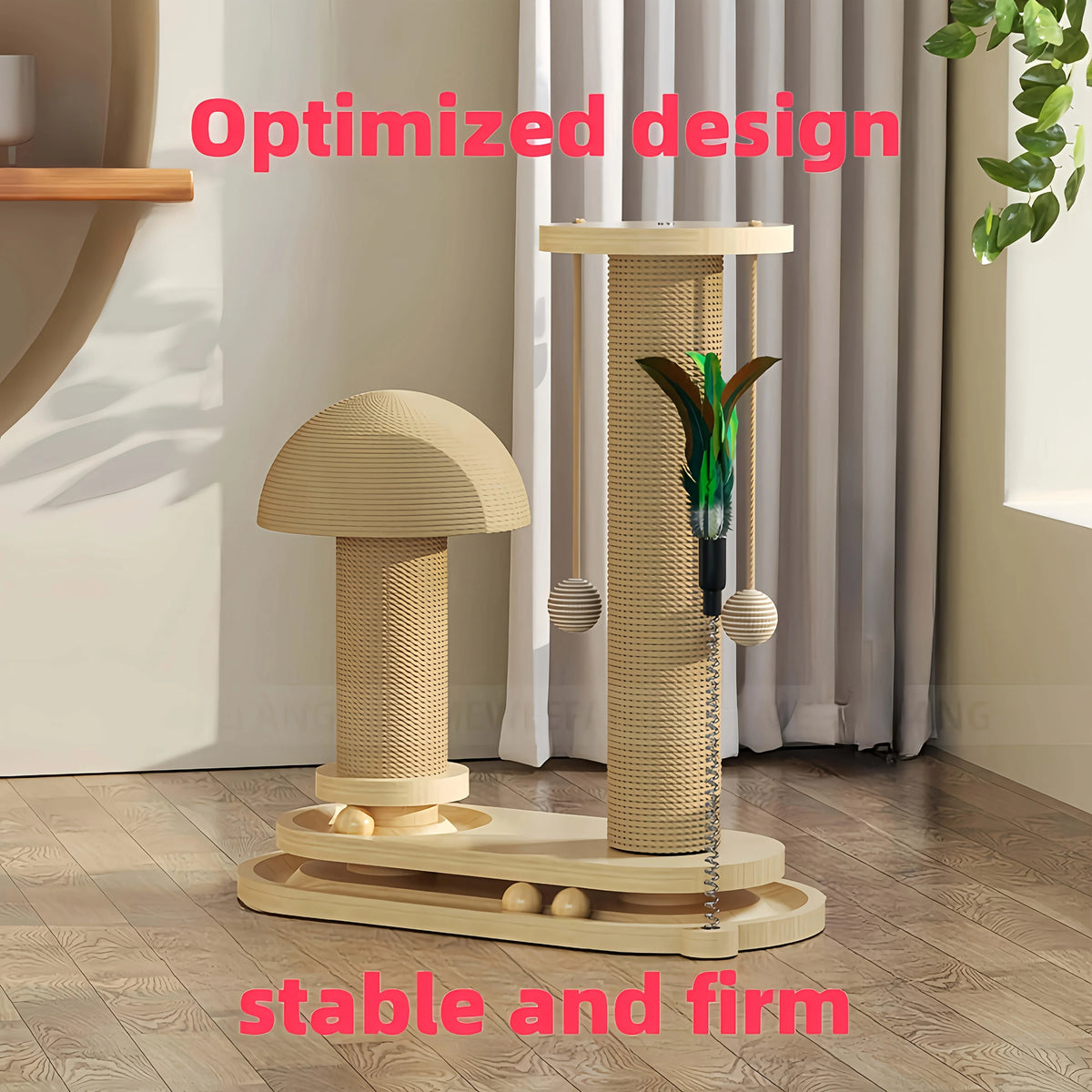 Czbnxyx Three-Tier Interactive Cat Scratching Post Tower With Jute Ball Track