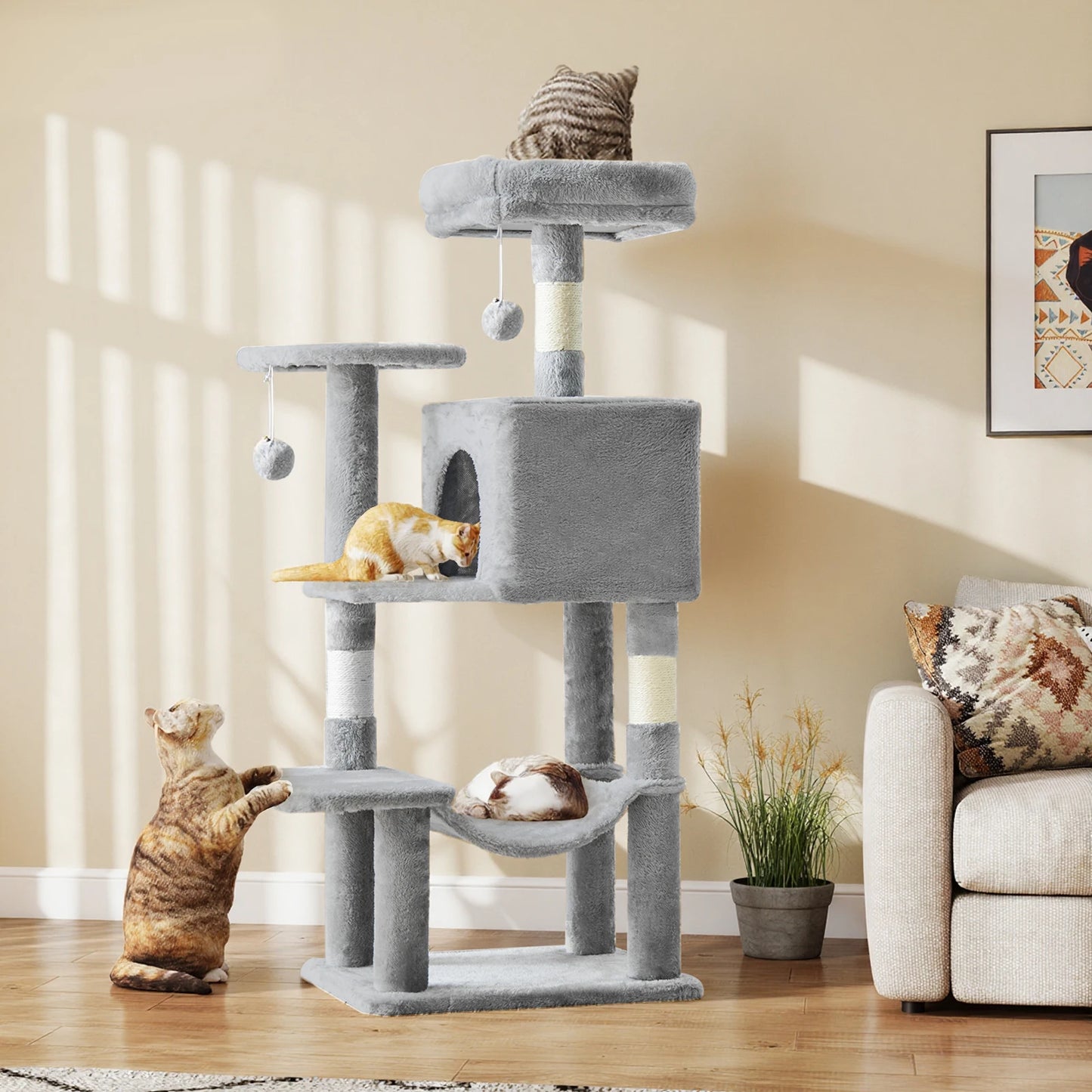 JHK Cat Tree Multi-Cat Climbing Tower With Sisal Posts