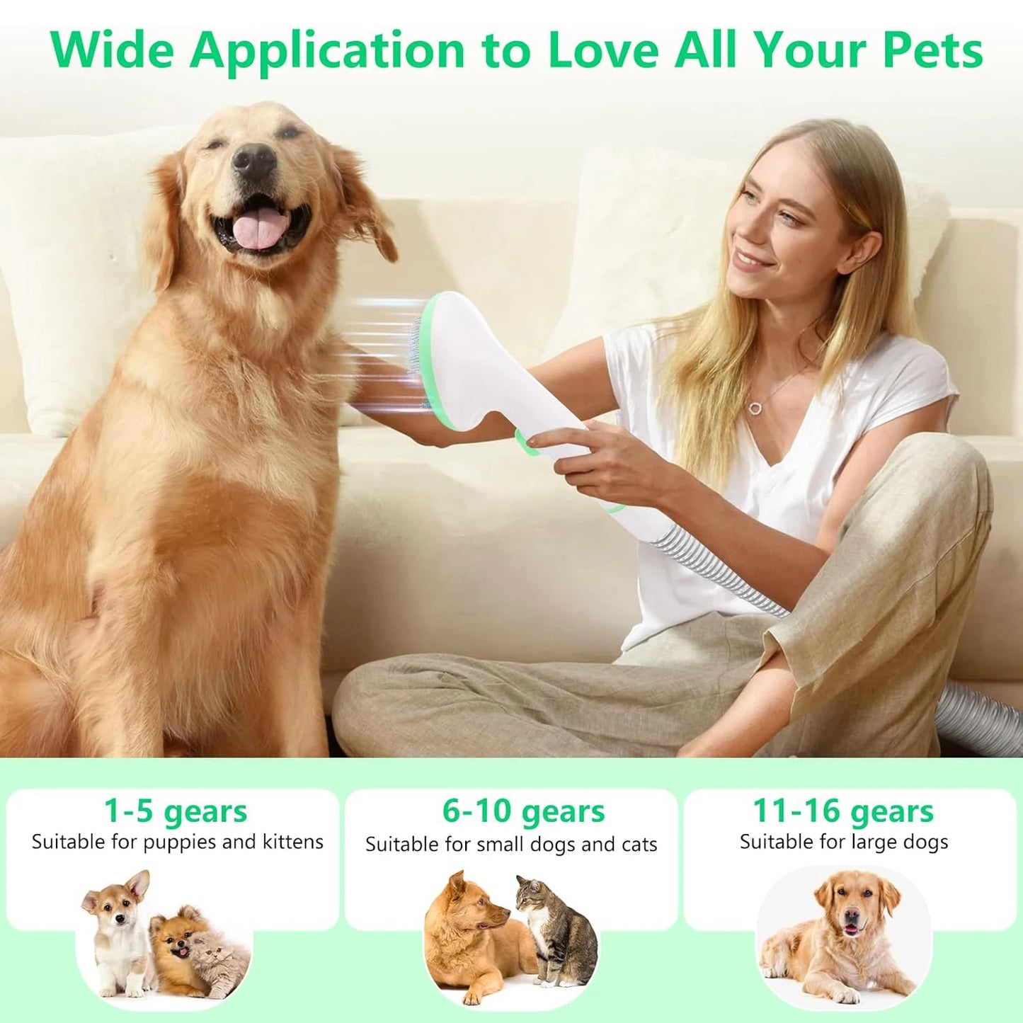 HiMISS Pet Grooming Kit With 2L Vacuum And Grooming Tools