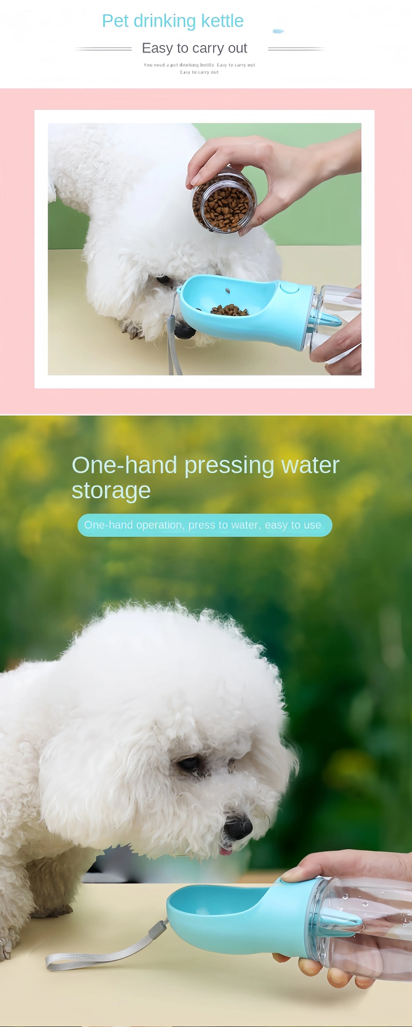Portable Pet Water Bottle With Storage For Dogs And Cats