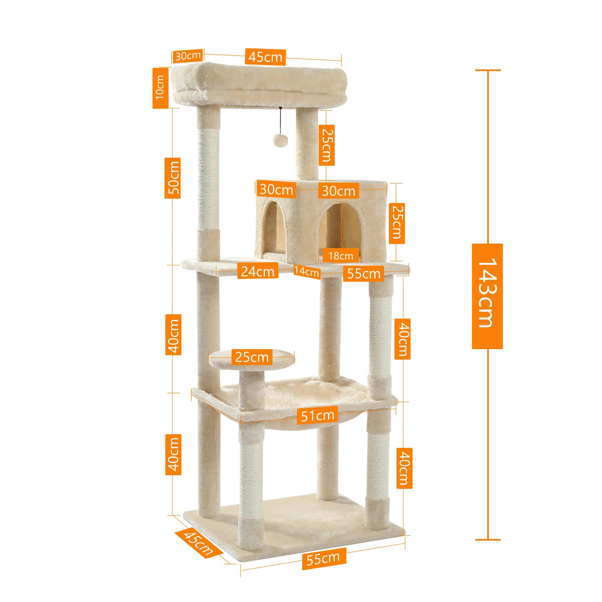 Pawz Road 5 Level Cat Tower For Large Cats Sisal Scratcher