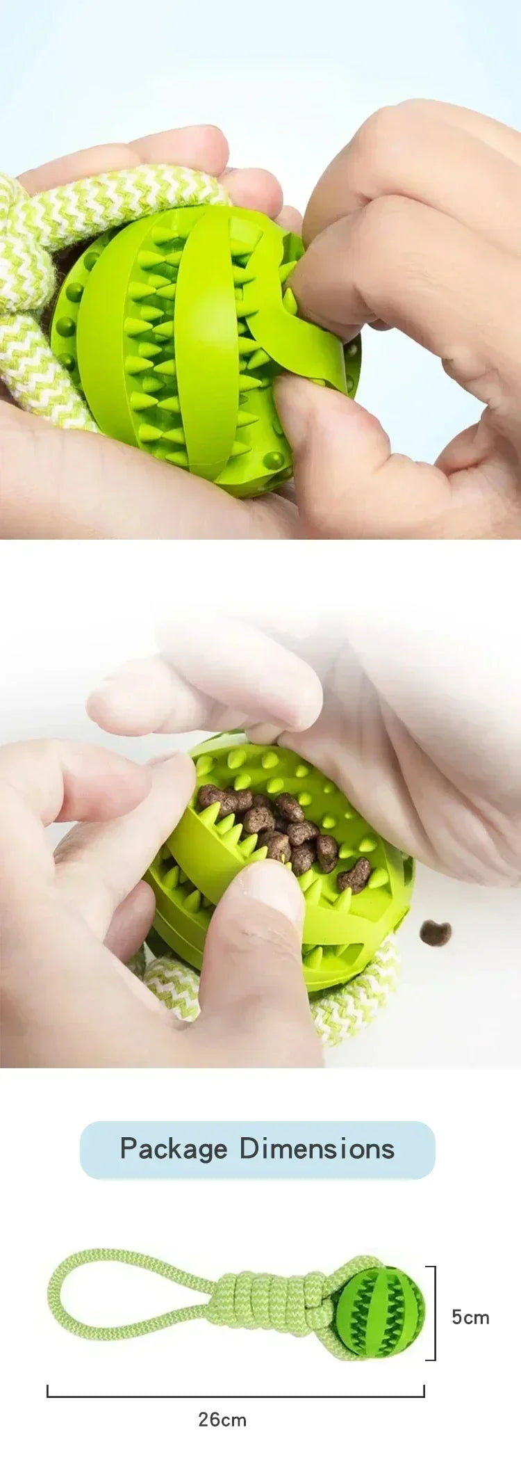 Dog Rope Tug Toy With Treat Ball For Dental Cleaning