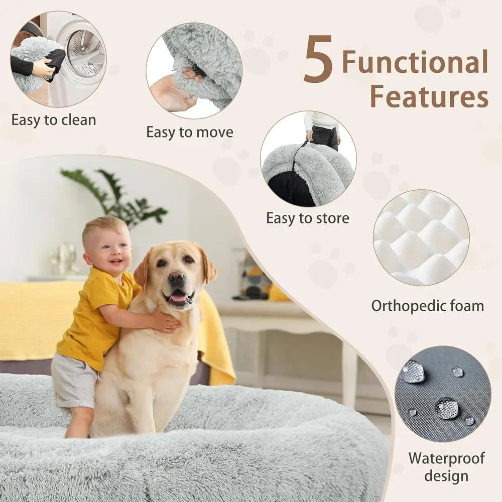 ZHUXIANG Memory Foam Dog Bed With Pillow And Strap