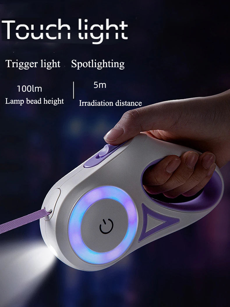 LED Luminous Automatic Retractable Dog Leash For Medium Dogs With Light