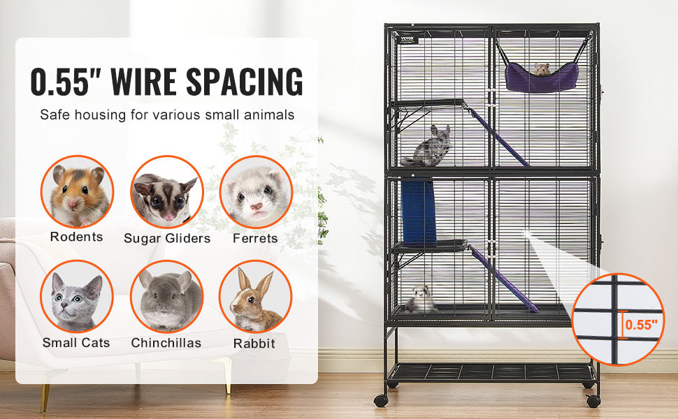 SucceBuy Large 4 Tier Rolling Metal Ferret Cage For Small Animals