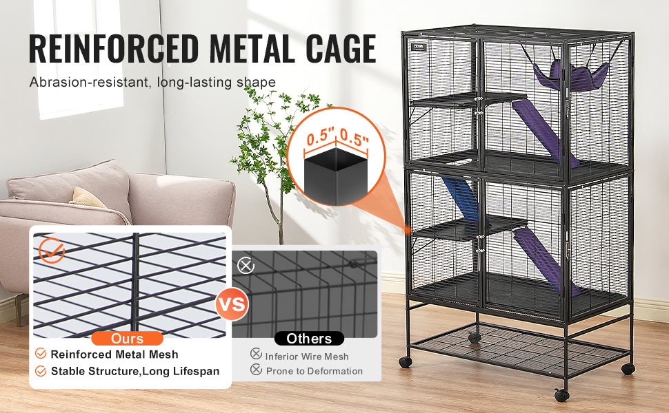 SucceBuy Large 4 Tier Rolling Metal Ferret Cage For Small Animals
