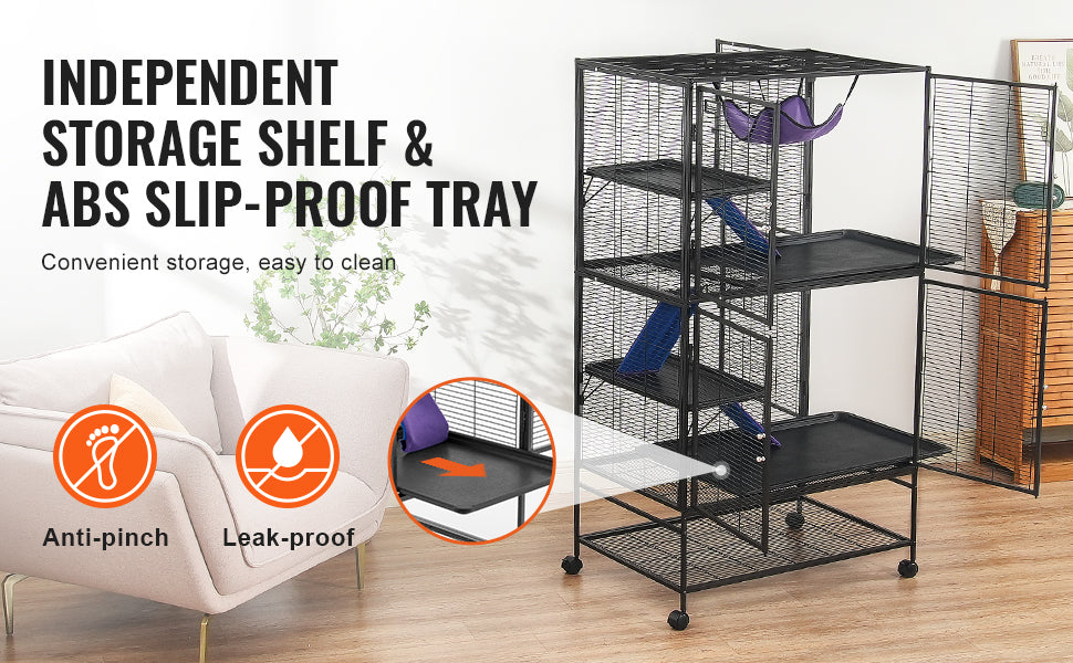 SucceBuy Large 4 Tier Rolling Metal Ferret Cage For Small Animals