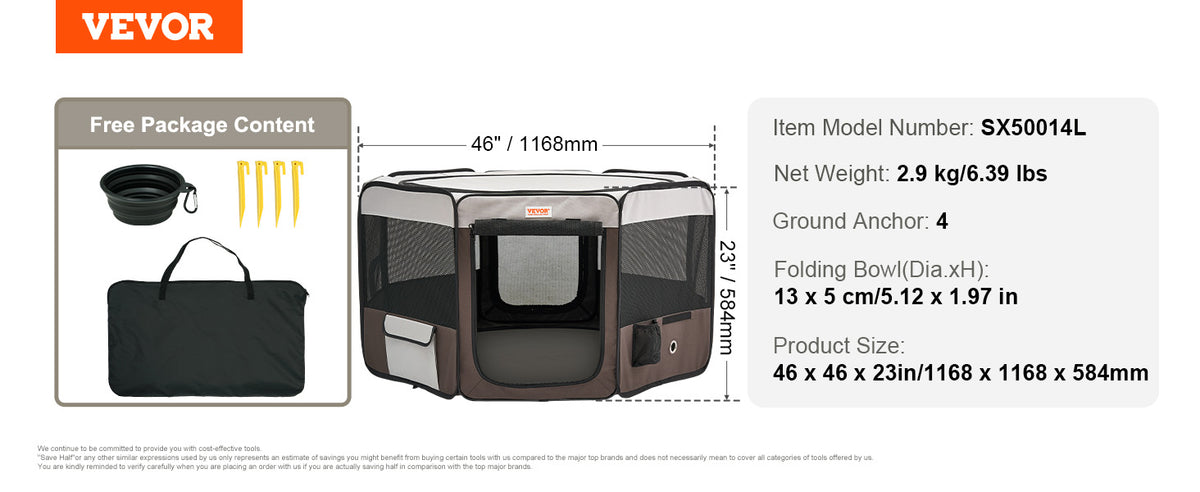 VEVOR Portable Foldable Pet Playpen Tent for Dogs and Cats