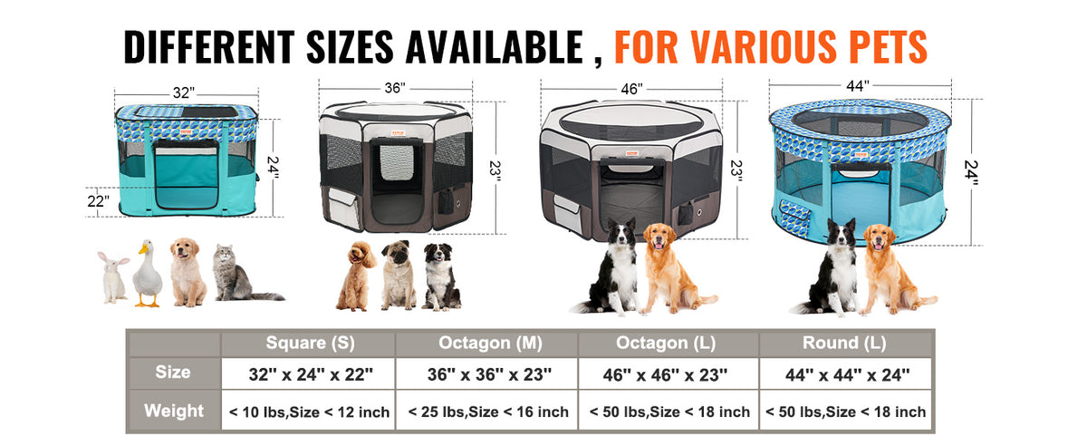 VEVOR Portable Foldable Pet Playpen Tent for Dogs and Cats