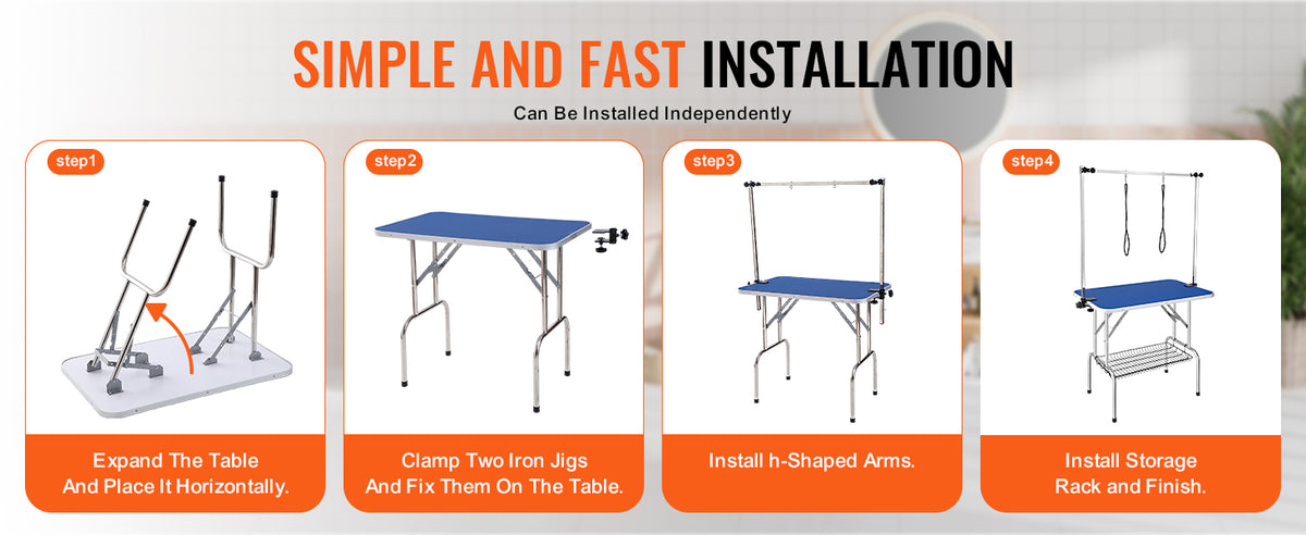 SucceBuy Foldable Pet Grooming Table With Two Grooming Arms