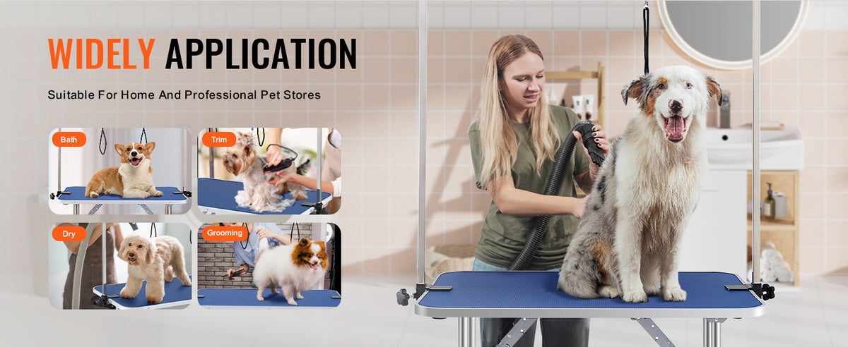 SucceBuy Foldable Pet Grooming Table With Two Grooming Arms