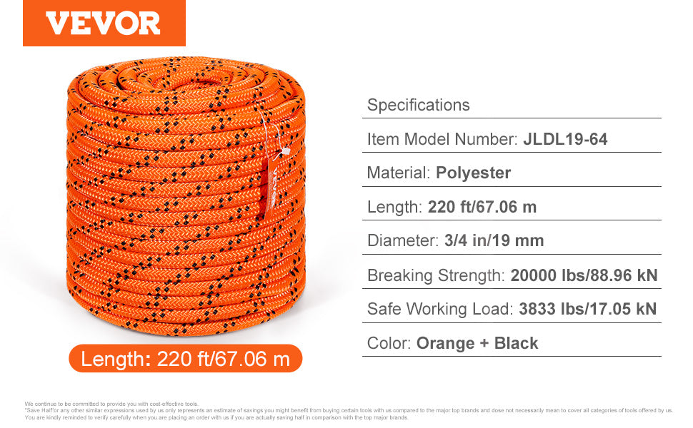 SucceBuy 48 Strand Polyester Utility Rope for Camping and Rescue