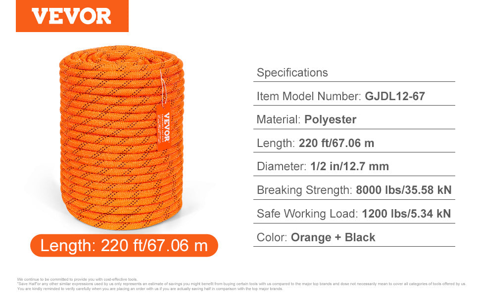 SucceBuy 48 Strand Polyester Utility Rope for Camping and Rescue